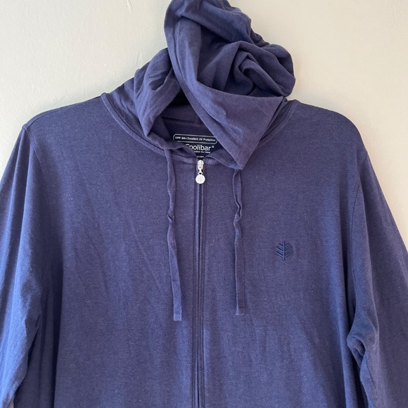 Coolibar Sz L Casual Zip Up Hoodie Navy ZnOTM Fabric UPF 50 Pockets - Picture 4 of 11